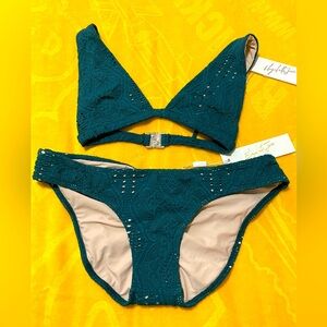 Elizabeth Jane Teal Green Bikini Set Sz.S
